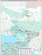 Los Angeles Wall Map Premium Style